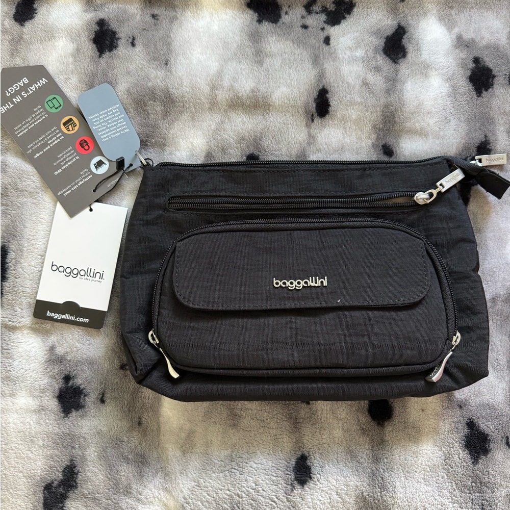 Baggallini Black Crossbody Bag with Silver Accents